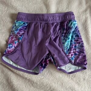 Purple Athletic Shorts with Colorful Side Panels